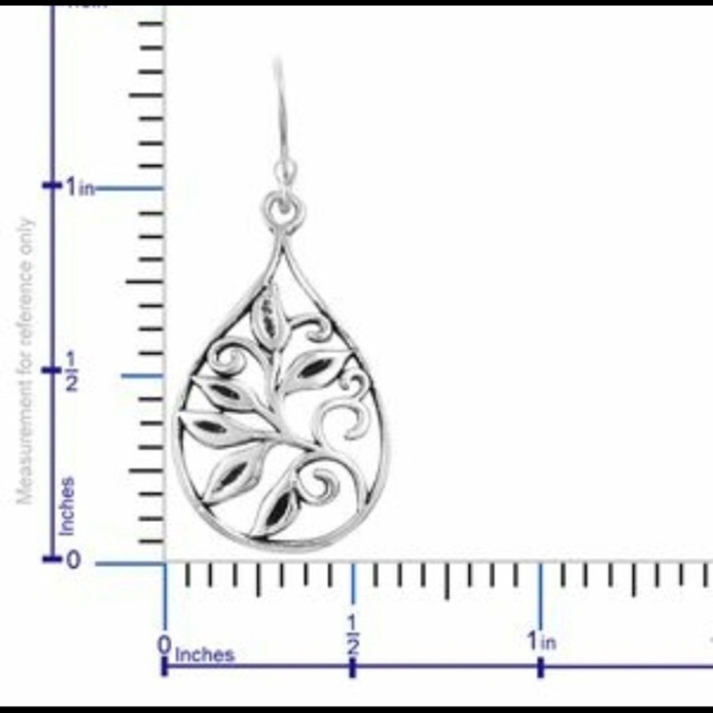 Sterling silver Teardrop leaf dangle earrings new - Picture 5 of 6